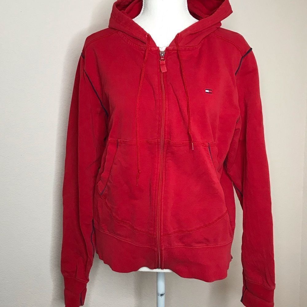 Tommy Hilfiger‎ red zip up hoodie